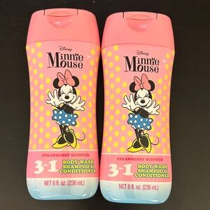 Disney Minnie Mouse Strawberry 3-in-1 Body Wash Shampoo & Conditioner set of 2